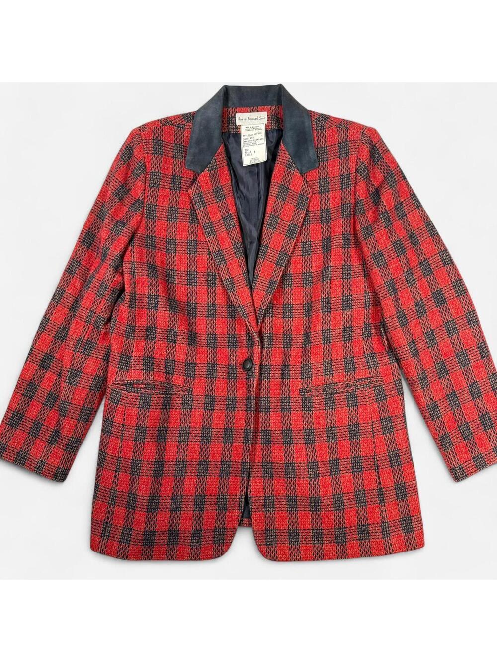 Harvé Benard Sport Vintage Wool Blazer Womens 8 Red Velvet